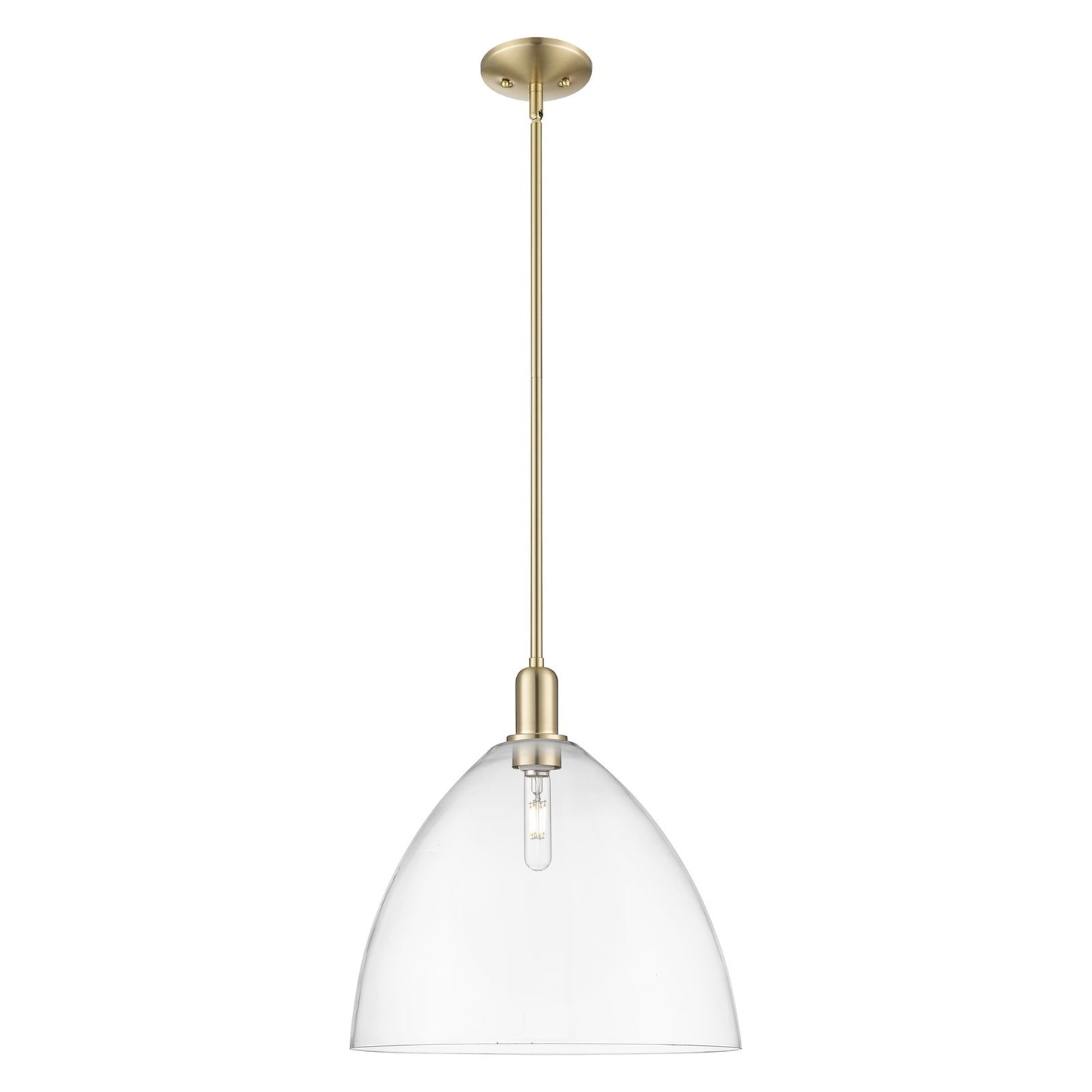Innovations Bristol 16in 1-Light Mini Pendant | Industrial Champagne Bronze Steel and Clear Glass | Kitchen Island & Dining Room | Model 716-1S-CB-GBD-162