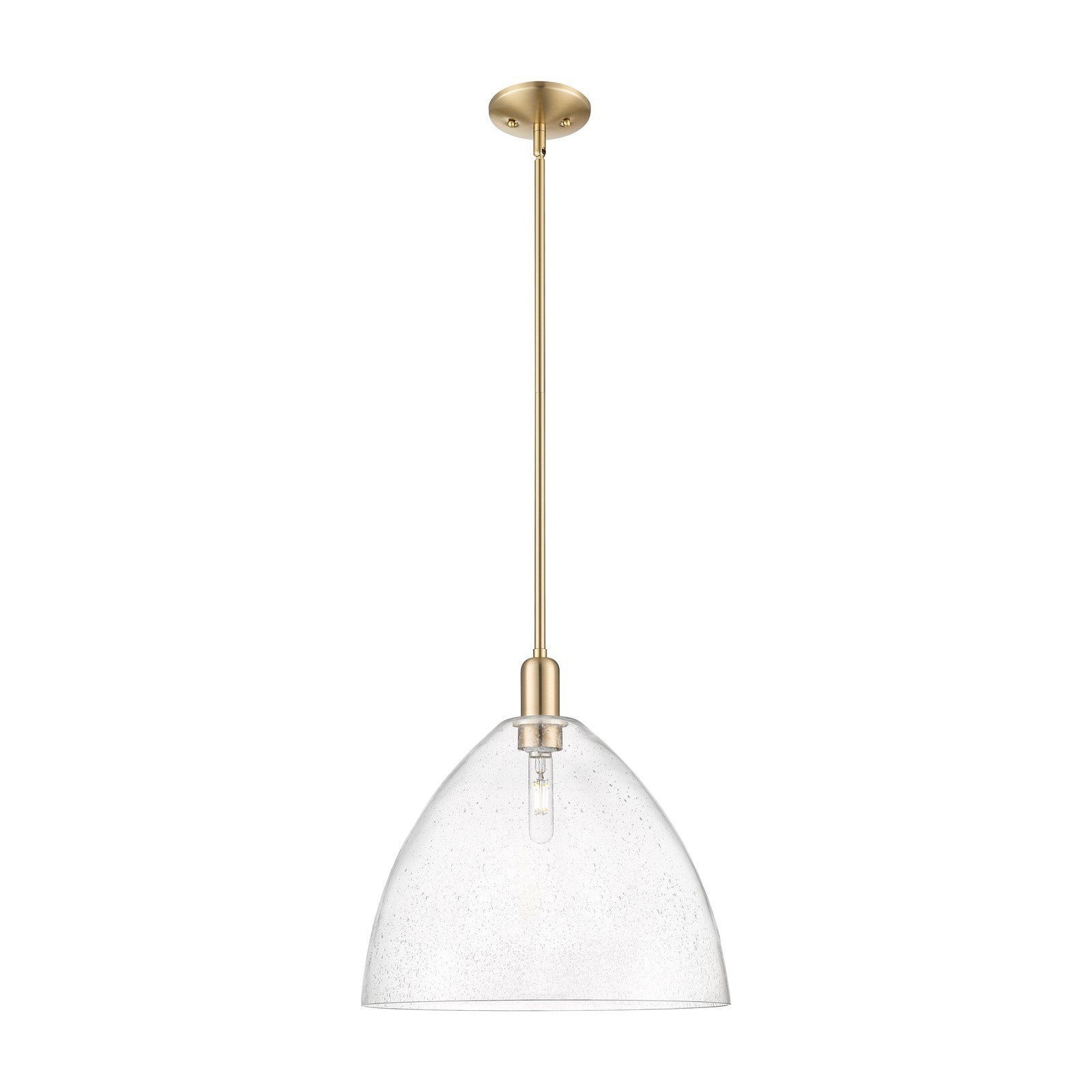 Innovations Bristol 16in 1-Light Mini Pendant | Industrial Champagne Bronze Steel and Seedy Glass | Kitchen Island & Dining Room | Model 716-1S-CB-GBD-164