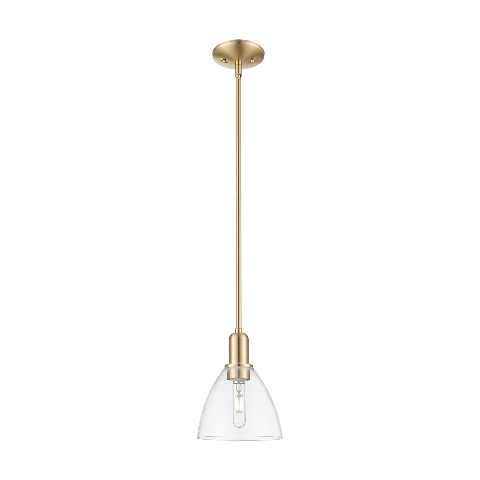 Innovations Bristol 8in 1-Light Mini Pendant | Industrial Champagne Bronze Steel and Clear Glass | Kitchen Island & Dining Room | Model 716-1S-CB-GBD-752