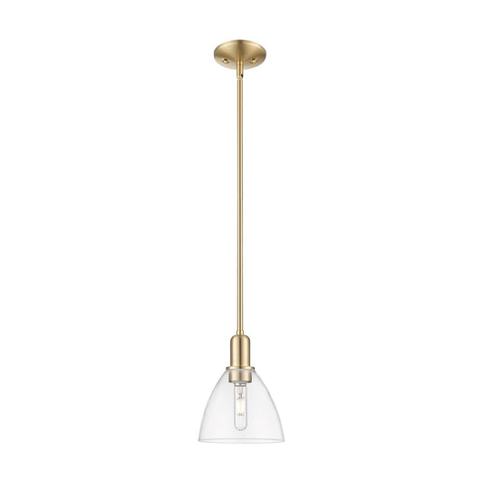 Innovations Bristol 8in 1-Light Mini Pendant | Industrial Champagne Bronze Steel and Clear Glass | Kitchen Island & Dining Room | Model 716-1S-CB-GBD-752