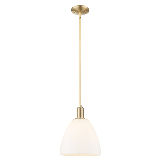 Innovations Bristol 9in 1-Light Mini Pendant | Industrial Champagne Bronze Steel and Matte White Glass | Kitchen Island & Dining | Model 716-1S-CB-GBD-91