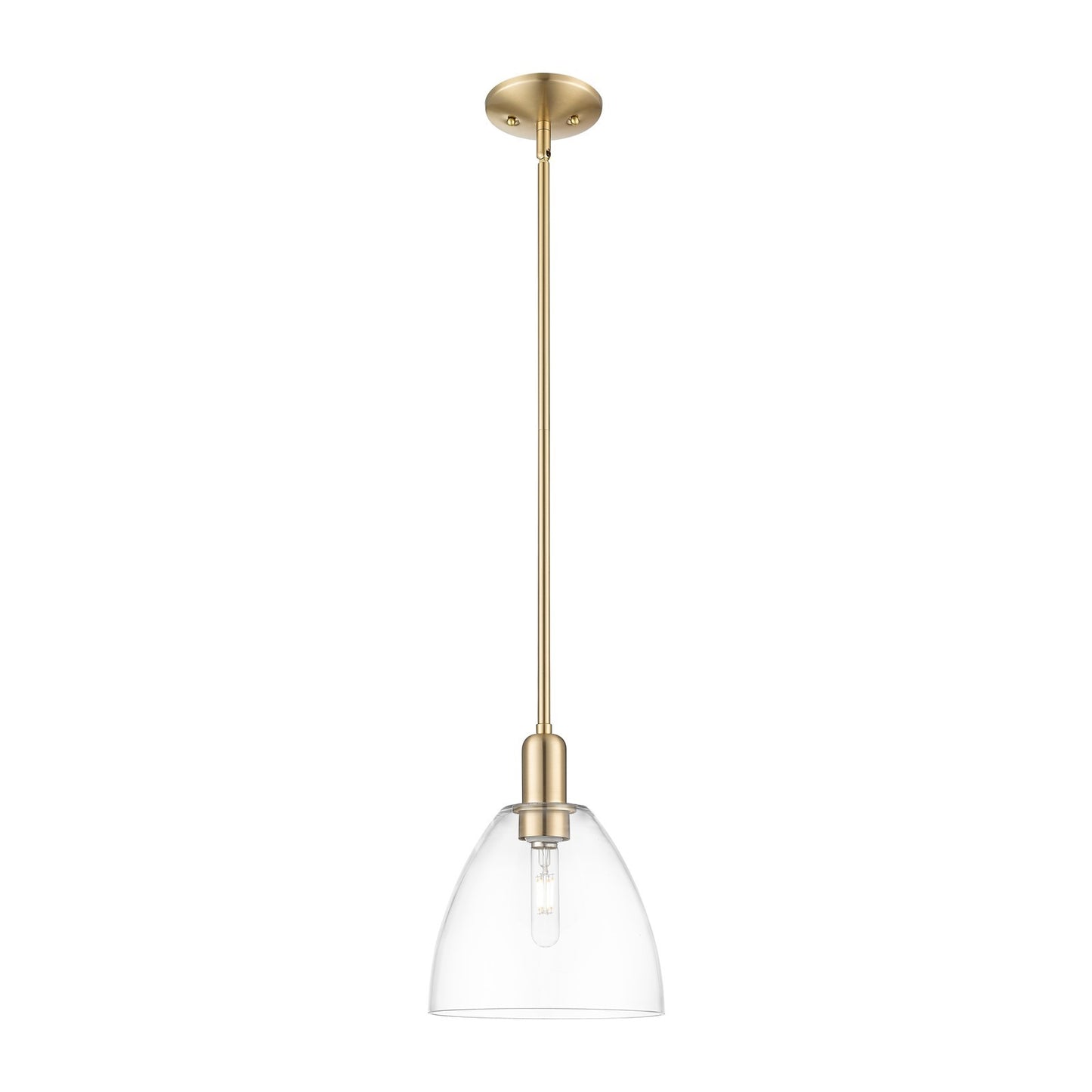 Innovations Bristol 9in 1-Light Mini Pendant | Industrial Champagne Bronze Steel and Clear Glass | Kitchen Island & Dining Room | Model 716-1S-CB-GBD-92
