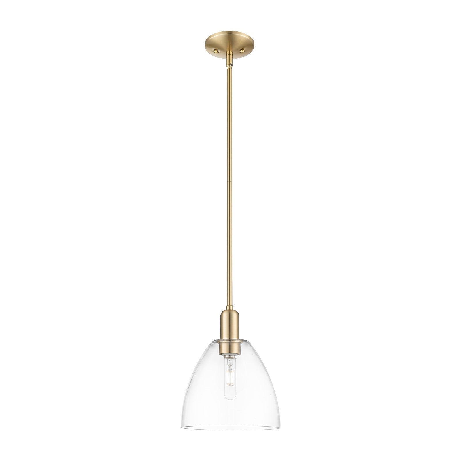 Innovations Bristol 9in 1-Light Mini Pendant | Industrial Champagne Bronze Steel and Clear Glass | Kitchen Island & Dining Room | Model 716-1S-CB-GBD-92