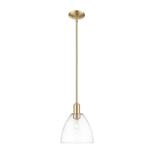 Innovations Bristol 9in 1-Light Mini Pendant | Industrial Champagne Bronze Steel and Clear Glass | Kitchen Island & Dining Room | Model 716-1S-CB-GBD-92