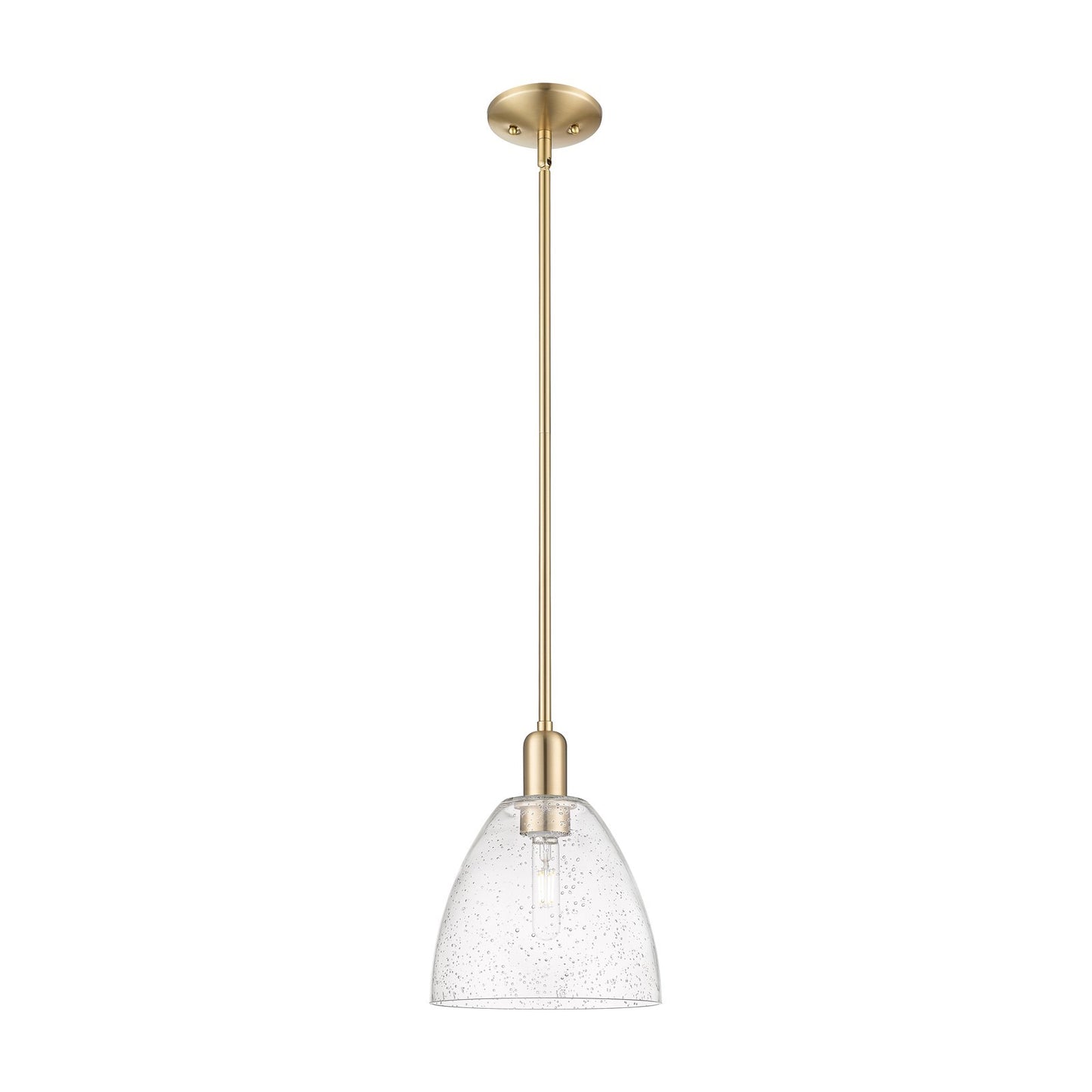 Innovations Bristol 9in 1-Light Mini Pendant | Industrial Champagne Bronze Steel and Seedy Glass | Kitchen Island & Dining Room | Model 716-1S-CB-GBD-94