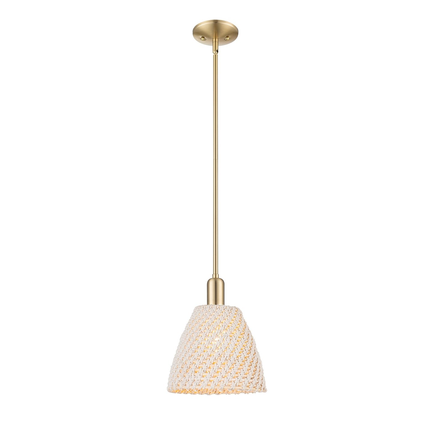 Innovations Bristol Natural 9in 1-Light Mini Pendant | Farmhouse Champagne Bronze Steel and Natural Fiber Shade | Kitchen | Model 716-1S-CB-NBD-9-NAT
