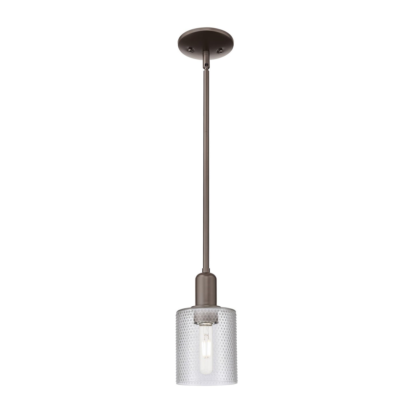 Innovations Cobbleskill 5in 1-Light Mini Pendant | Industrial Oil Rubbed Bronze Steel and Clear Glass | Kitchen Island & Dining | Model 716-1S-OB-G112