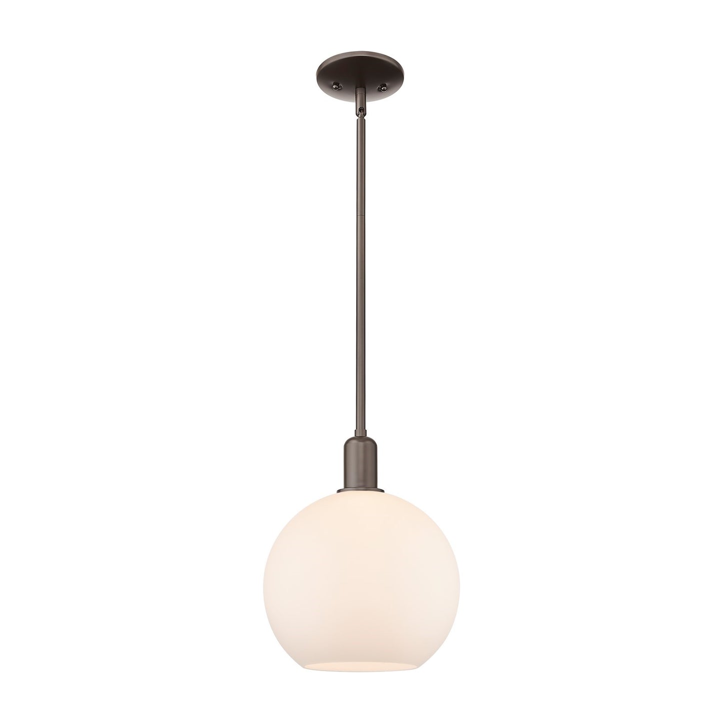 Innovations Athens 10in 1-Light Mini Pendant | Industrial Oil Rubbed Bronze Steel and Matte White Glass | Kitchen Island & | Model 716-1S-OB-G121-10