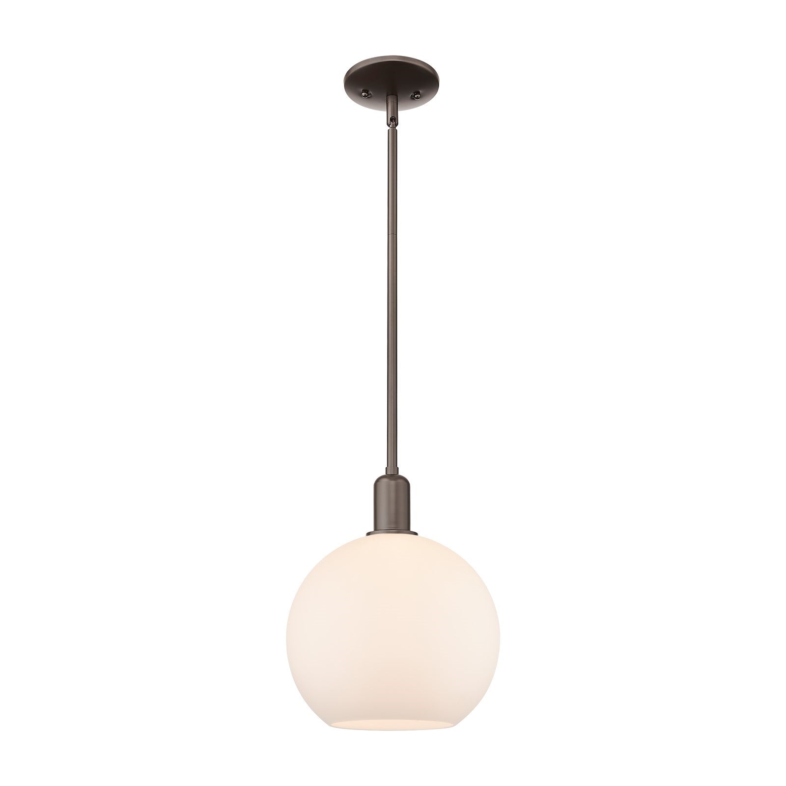 Innovations Athens 10in 1-Light Mini Pendant | Industrial Oil Rubbed Bronze Steel and Matte White Glass | Kitchen Island & | Model 716-1S-OB-G121-10