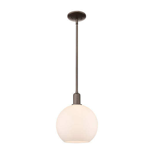 Innovations Athens 10in 1-Light Mini Pendant | Industrial Oil Rubbed Bronze Steel and Matte White Glass | Kitchen Island & | Model 716-1S-OB-G121-10