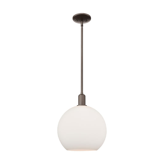 Innovations Athens 12in 1-Light Mini Pendant | Industrial Oil Rubbed Bronze and Matte White Glass | Kitchen Island & Dining Room | Model 716-1S-OB-G121-12