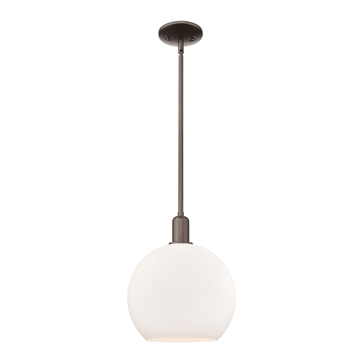 Innovations Athens 14in 1-Light Mini Pendant | Industrial Oil Rubbed Bronze and Matte White Glass | Kitchen Island & Dining Room | Model 716-1S-OB-G121-14