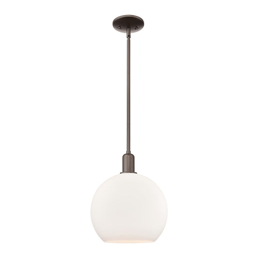 Innovations Athens 14in 1-Light Mini Pendant | Industrial Oil Rubbed Bronze and Matte White Glass | Kitchen Island & Dining Room | Model 716-1S-OB-G121-14