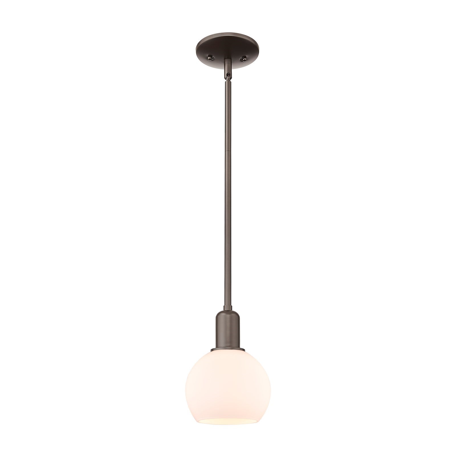 Innovations Athens 6in 1-Light Mini Pendant | Industrial Oil Rubbed Bronze and Matte White Glass | Kitchen Island & Dining Room | Model 716-1S-OB-G121-6