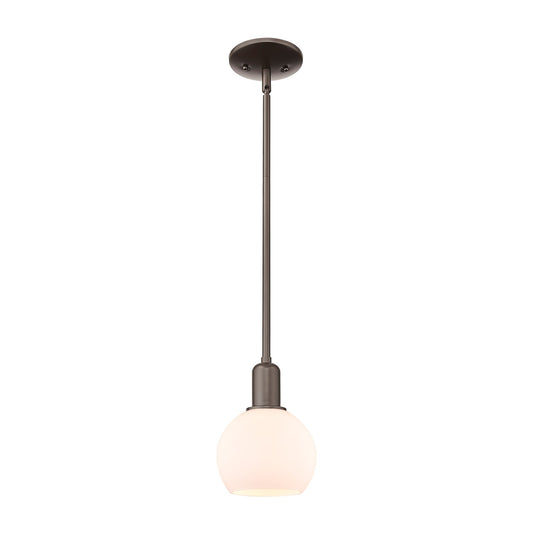 Innovations Athens 6in 1-Light Mini Pendant | Industrial Oil Rubbed Bronze and Matte White Glass | Kitchen Island & Dining Room | Model 716-1S-OB-G121-6
