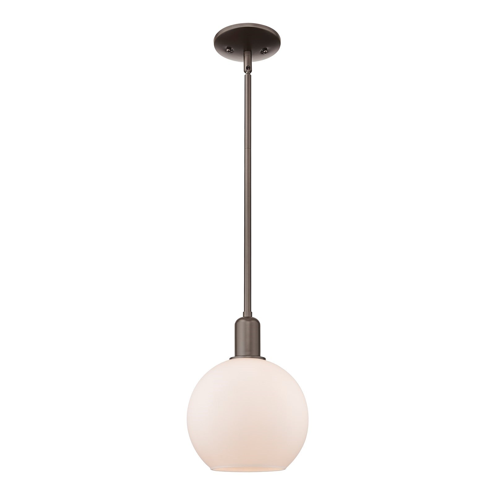 Innovations Athens 8in 1-Light Mini Pendant | Industrial Oil Rubbed Bronze and Matte White Glass | Kitchen Island & Dining Room | Model 716-1S-OB-G121-8