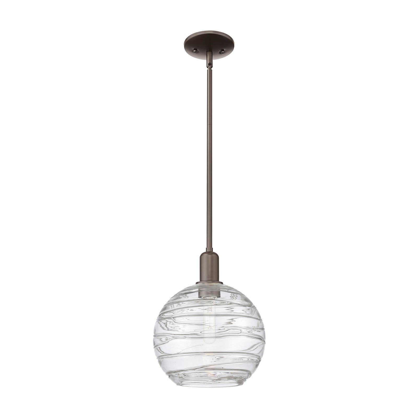 Innovations Athens Deco Swirl 10in 1-Light Mini Pendant | Industrial Oil Rubbed Bronze Steel and Clear Glass | Kitchen Island | Model 716-1S-OB-G1213-10CL