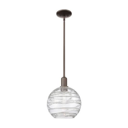 Innovations Athens Deco Swirl 10in 1-Light Mini Pendant | Industrial Oil Rubbed Bronze Steel and Clear Glass | Kitchen Island | Model 716-1S-OB-G1213-10CL
