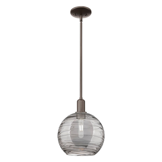 Innovations Athens Deco Swirl 10in 1-Light Mini Pendant | Industrial Oil Rubbed Bronze Steel and Light Smoke Glass | Kitchen | Model 716-1S-OB-G1213-10SM