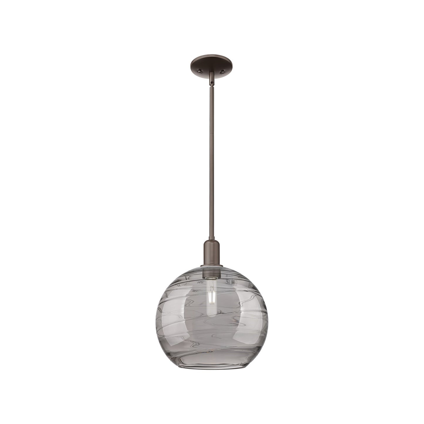 Innovations Athens Deco Swirl 12in 1-Light Mini Pendant | Industrial Oil Rubbed Bronze Steel and Light Smoke Glass | Kitchen | Model 716-1S-OB-G1213-12SM