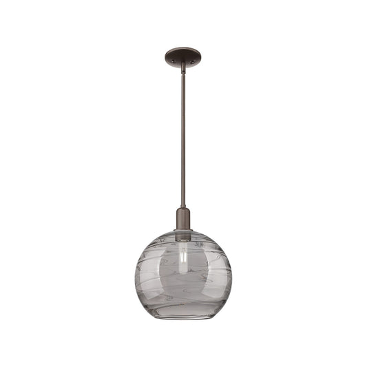 Innovations Athens Deco Swirl 12in 1-Light Mini Pendant | Industrial Oil Rubbed Bronze Steel and Light Smoke Glass | Kitchen | Model 716-1S-OB-G1213-12SM