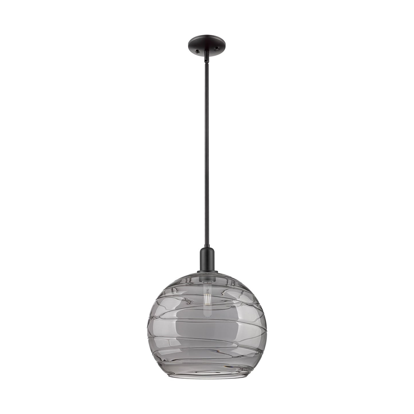 Innovations Athens Deco Swirl 14in 1-Light Mini Pendant | Industrial Oil Rubbed Bronze and Light Smoke Glass | Kitchen Island | Model 716-1S-OB-G1213-14SM