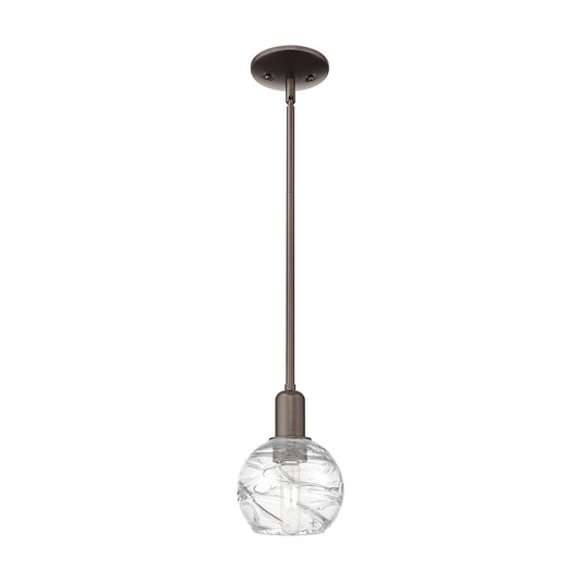 Innovations Athens Deco Swirl 6in 1-Light Mini Pendant | Industrial Oil Rubbed Bronze Steel and Clear Deco Swirl Glass | Model 716-1S-OB-G1213-6CL
