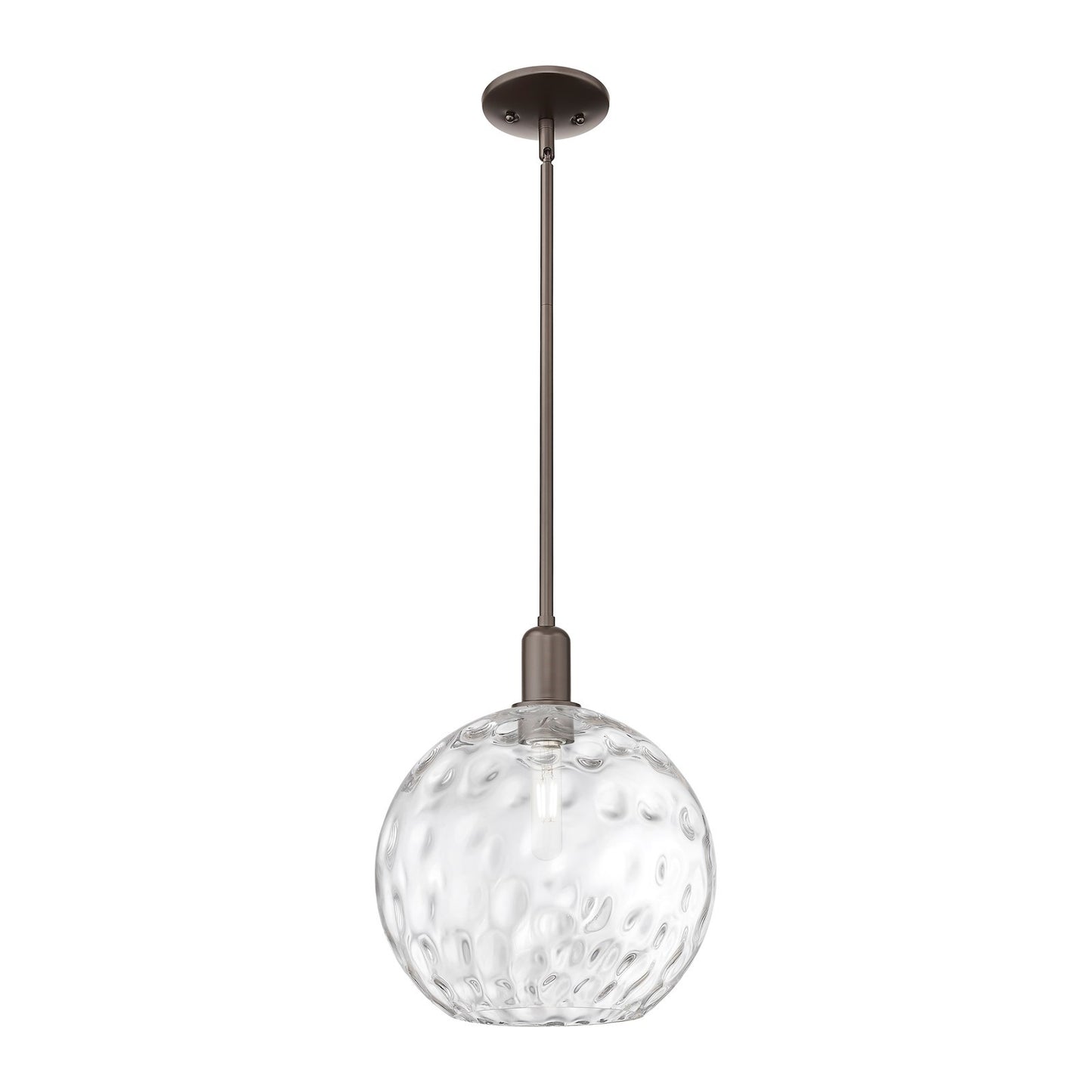 Innovations Athens 12in 1-Light Mini Pendant | Industrial Oil Rubbed Bronze Steel and Clear Water Glass | Kitchen Island & | Model 716-1S-OB-G1215-12
