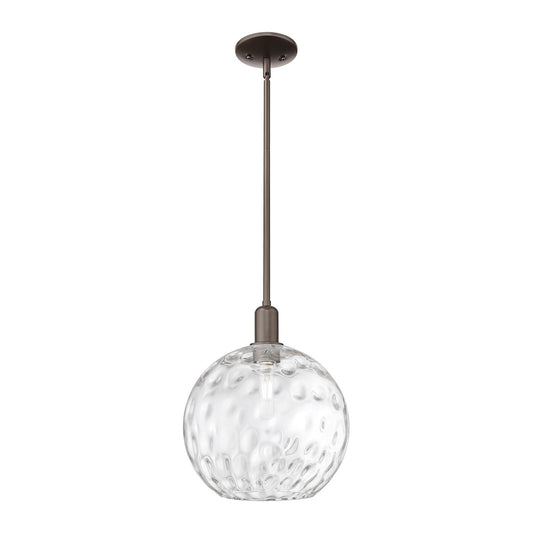 Innovations Athens 12in 1-Light Mini Pendant | Industrial Oil Rubbed Bronze Steel and Clear Water Glass | Kitchen Island & | Model 716-1S-OB-G1215-12