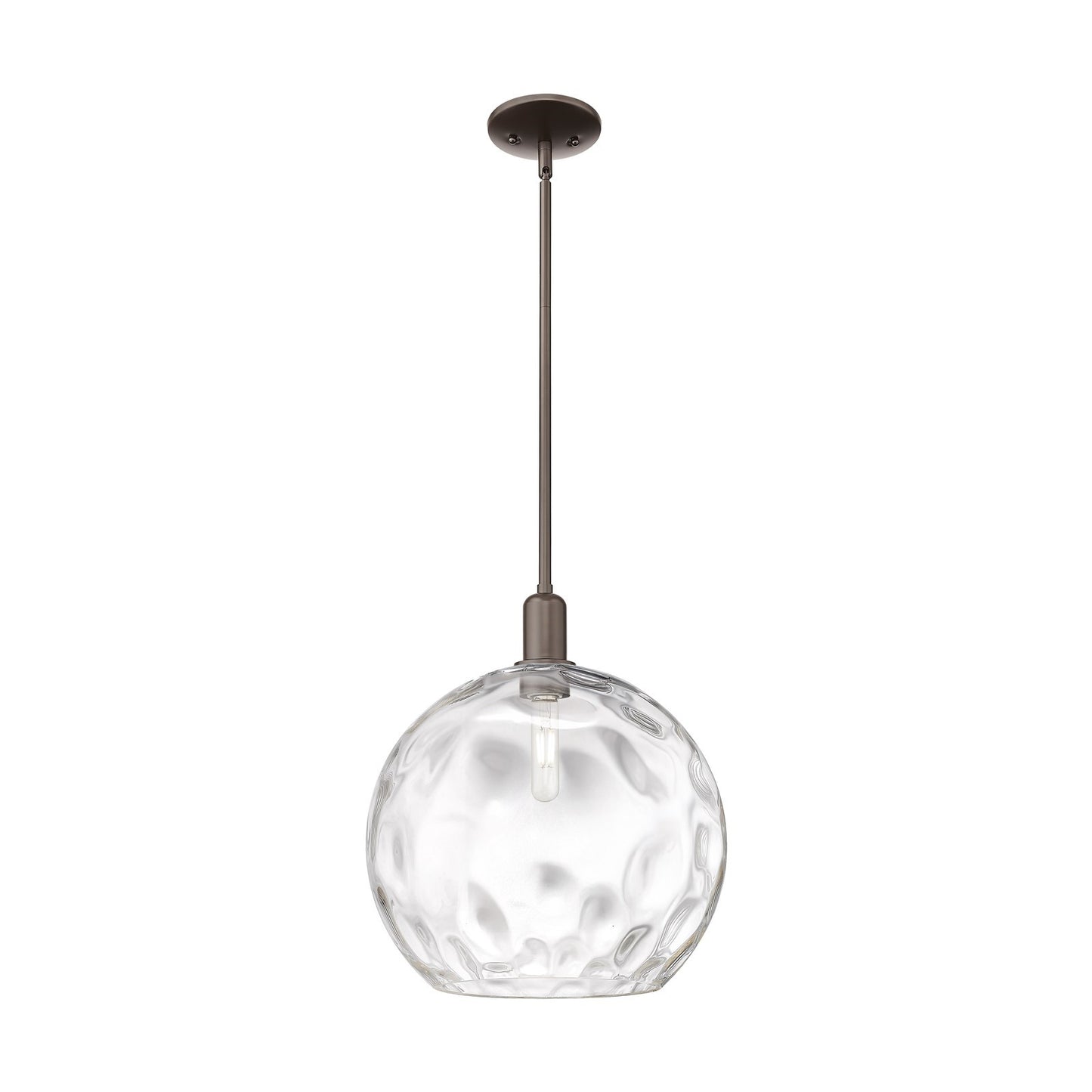 Innovations Athens Water Glass 13in 1-Light Mini Pendant | Industrial Oil Rubbed Bronze Steel and Clear Glass | Kitchen Island | Model 716-1S-OB-G1215-14