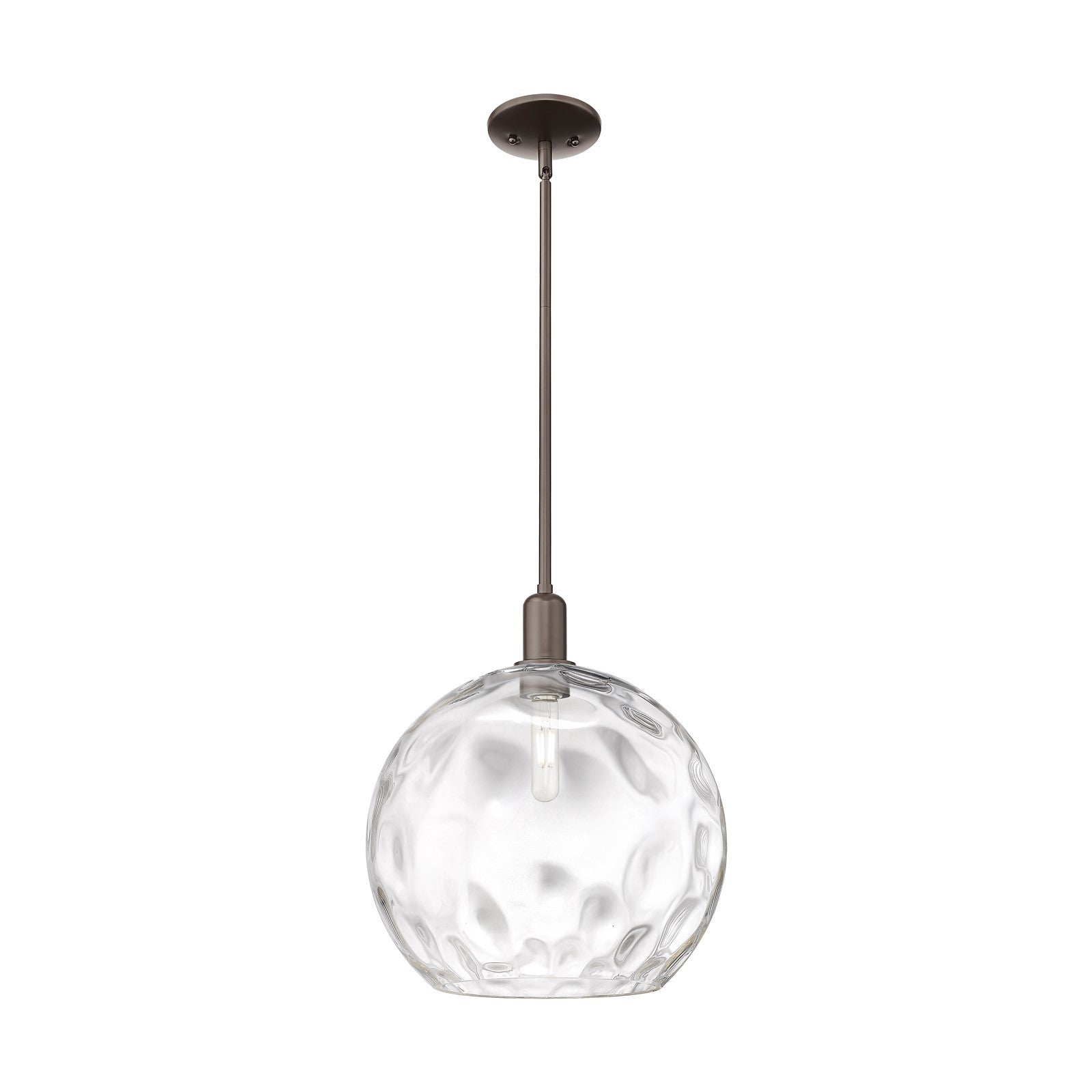 Innovations Athens Water Glass 13in 1-Light Mini Pendant | Industrial Oil Rubbed Bronze Steel and Clear Glass | Kitchen Island | Model 716-1S-OB-G1215-14