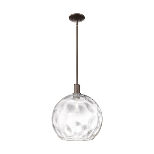 Innovations Athens Water Glass 13in 1-Light Mini Pendant | Industrial Oil Rubbed Bronze Steel and Clear Glass | Kitchen Island | Model 716-1S-OB-G1215-14
