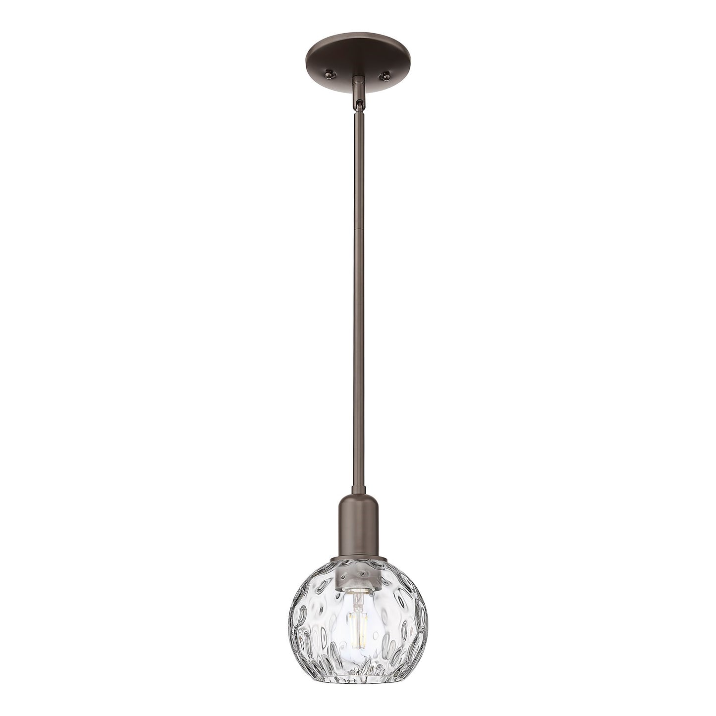 Innovations Athens Water Glass 6in 1-Light Mini Pendant | Industrial Oil Rubbed Bronze Steel and Clear Glass | Kitchen Island & | Model 716-1S-OB-G1215-6