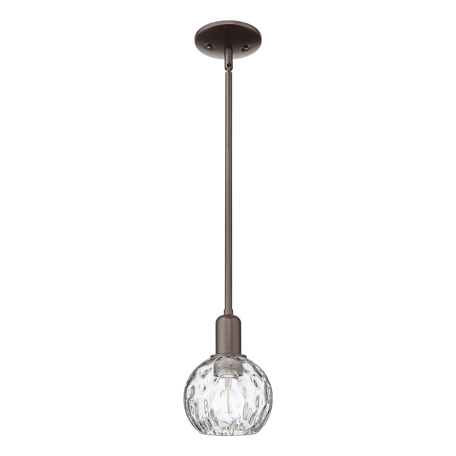 Innovations Athens Water Glass 6in 1-Light Mini Pendant | Industrial Oil Rubbed Bronze Steel and Clear Glass | Kitchen Island & | Model 716-1S-OB-G1215-6