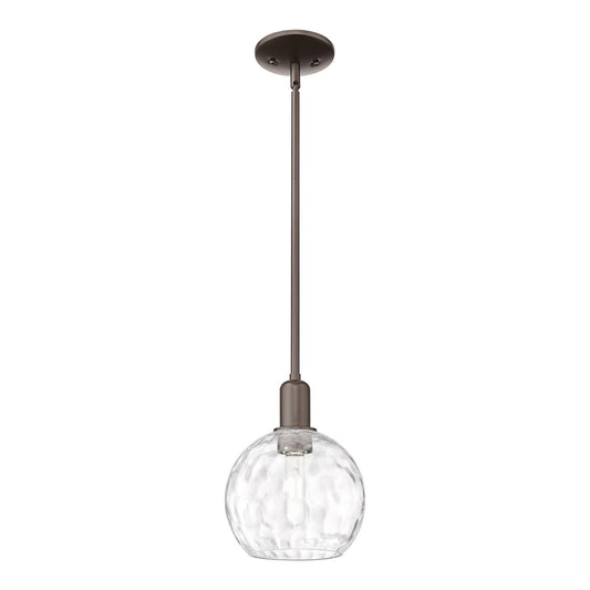 Innovations Athens Water Glass 8in 1-Light Mini Pendant | Industrial Oil Rubbed Bronze Steel and Clear Glass | Kitchen Island & | Model 716-1S-OB-G1215-8