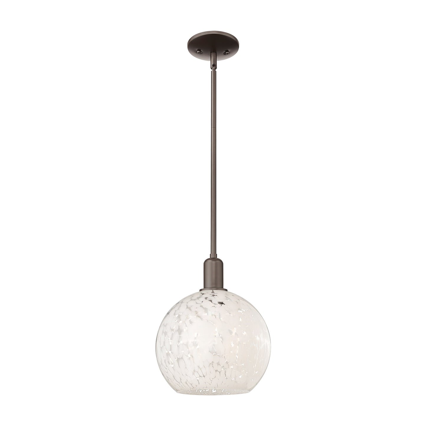 Innovations Lighting Arcadia 10in 1-Light Mini Pendant | Industrial Oil Rubbed Bronze Steel and White Mouchette Glass | Model 716-1S-OB-G1216-10WM