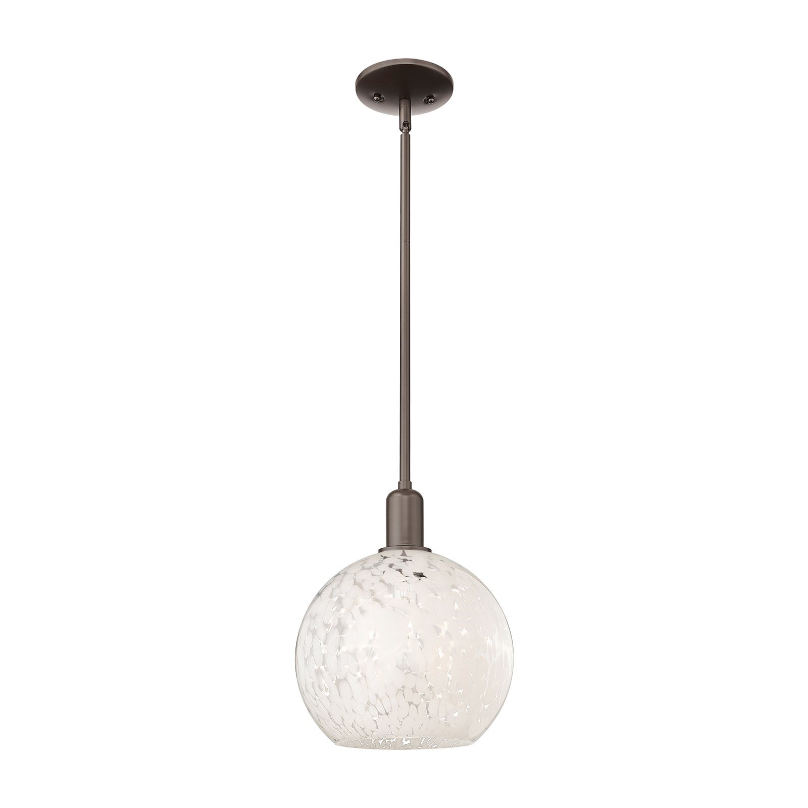 Innovations Lighting Arcadia 10in 1-Light Mini Pendant | Industrial Oil Rubbed Bronze Steel and White Mouchette Glass | Model 716-1S-OB-G1216-10WM