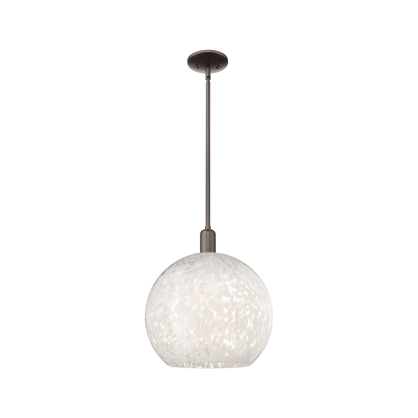 Innovations Lighting Arcadia 14in 1-Light Mini Pendant | Industrial Oil Rubbed Bronze Steel and White Mouchette Glass | Model 716-1S-OB-G1216-14WM