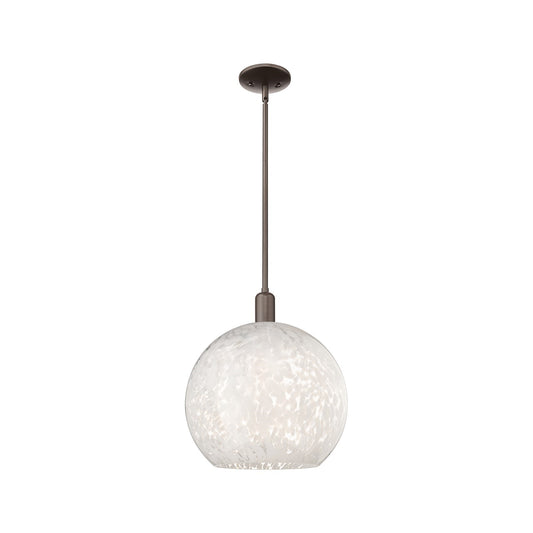 Innovations Lighting Arcadia 14in 1-Light Mini Pendant | Industrial Oil Rubbed Bronze Steel and White Mouchette Glass | Model 716-1S-OB-G1216-14WM
