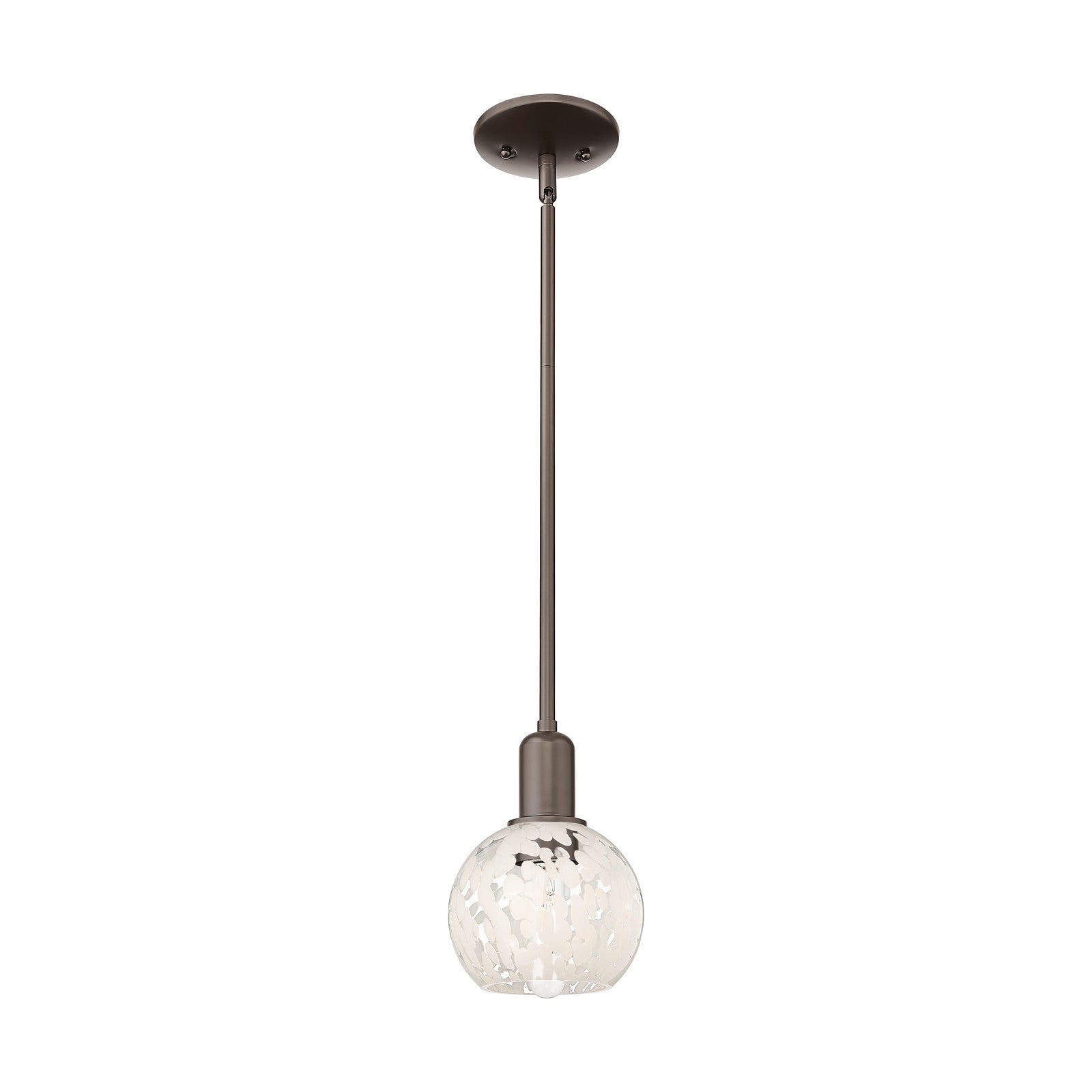 Innovations Lighting Arcadia 6in 1-Light Mini Pendant | Industrial Oil Rubbed Bronze and White Mouchette Glass | Kitchen | Model 716-1S-OB-G1216-6WM