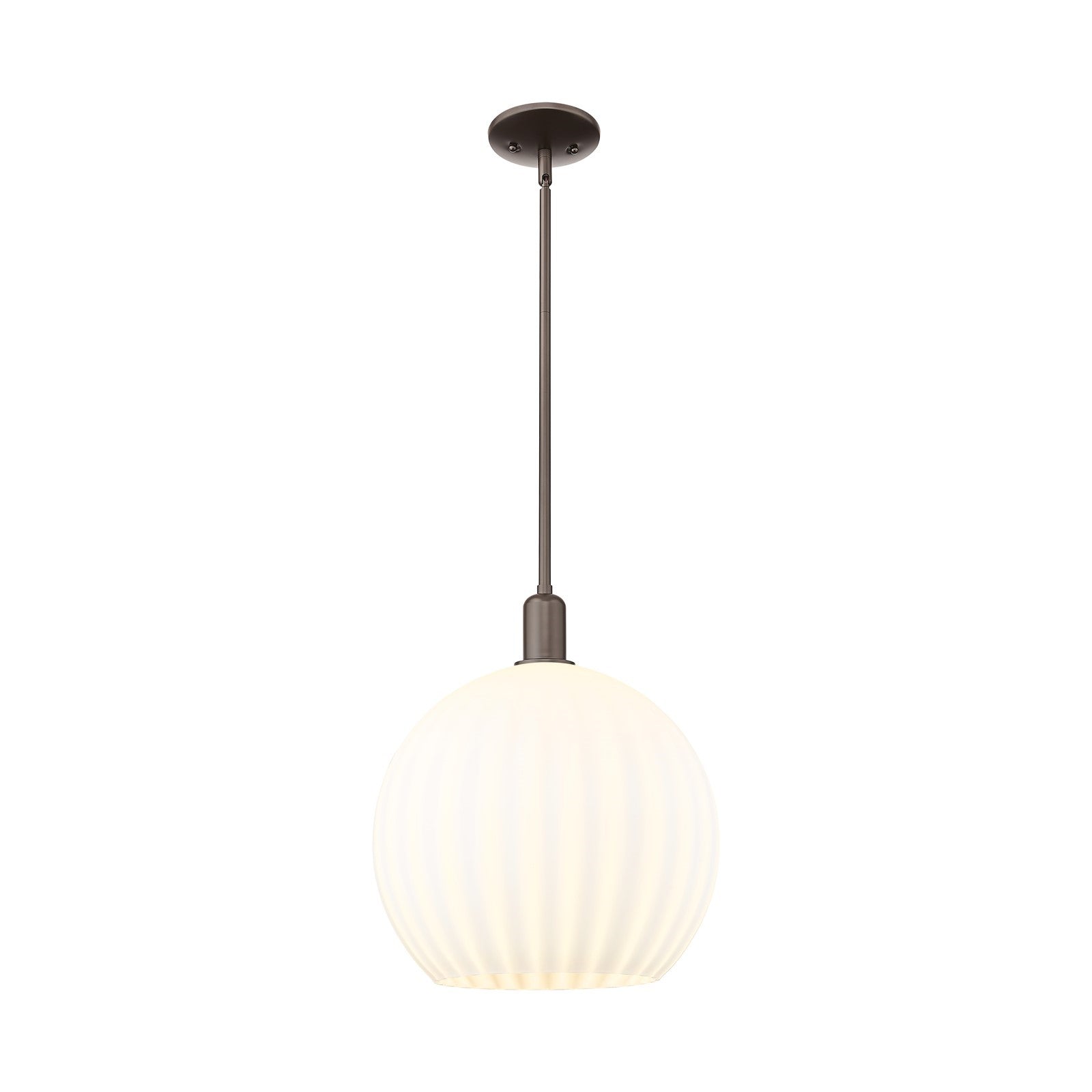 Innovations Lighting Arcadia 14in 1-Light Mini Pendant | Industrial Oil Rubbed Bronze and White Venetian Glass | Kitchen | Model 716-1S-OB-G1217-14WV