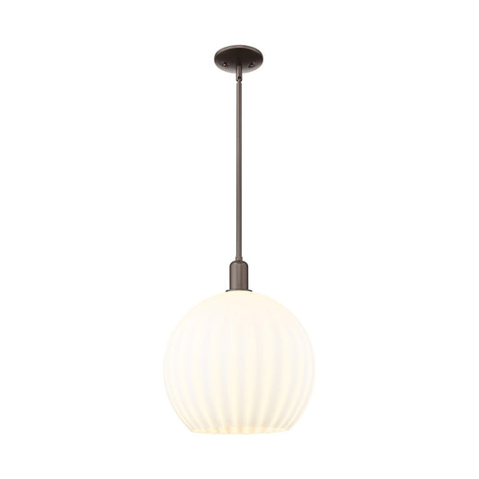 Innovations Lighting Arcadia 14in 1-Light Mini Pendant | Industrial Oil Rubbed Bronze and White Venetian Glass | Kitchen | Model 716-1S-OB-G1217-14WV