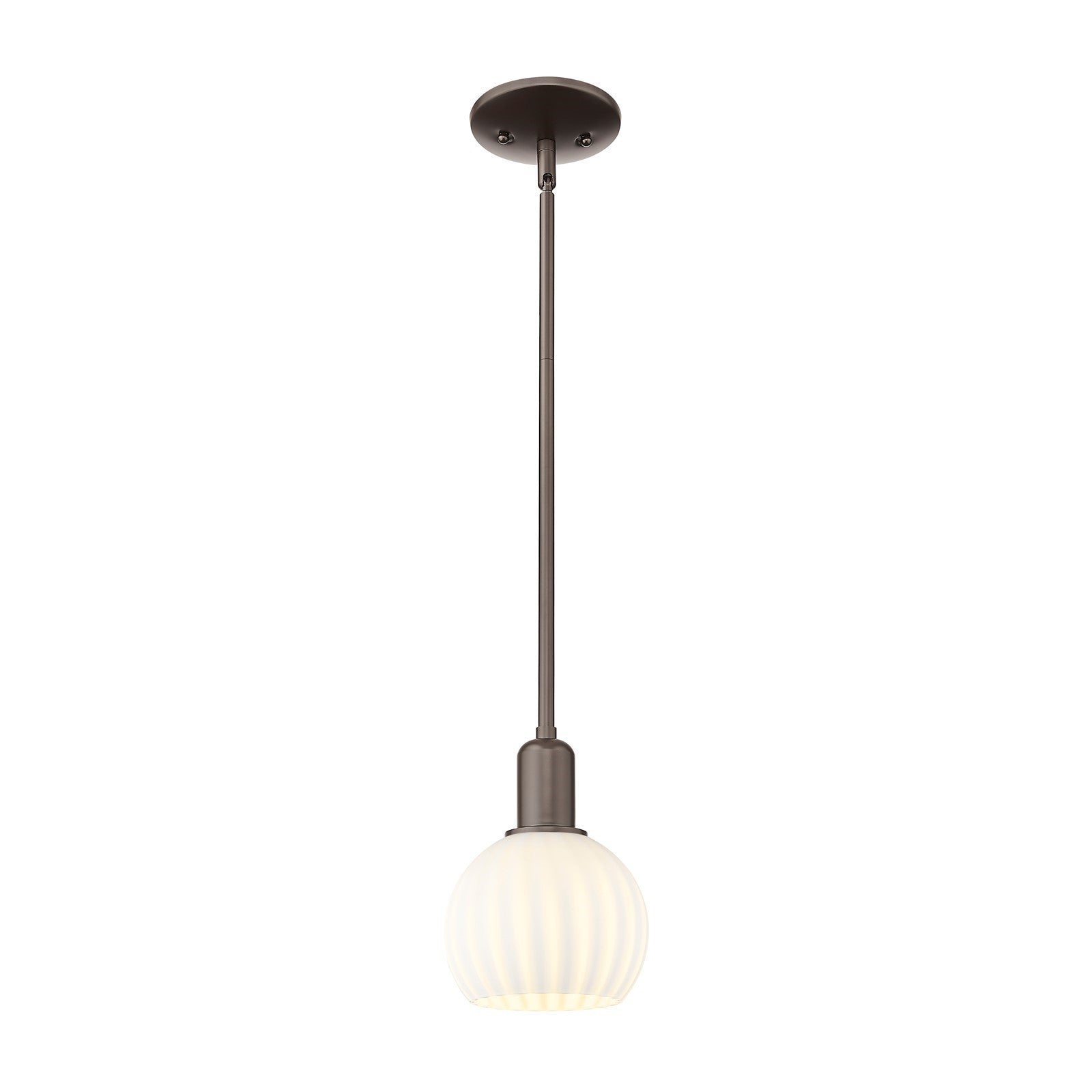 Innovations Lighting Arcadia 6in 1-Light Mini Pendant | Industrial Oil Rubbed Bronze and White Venetian Glass | Kitchen Island | Model 716-1S-OB-G1217-6WV