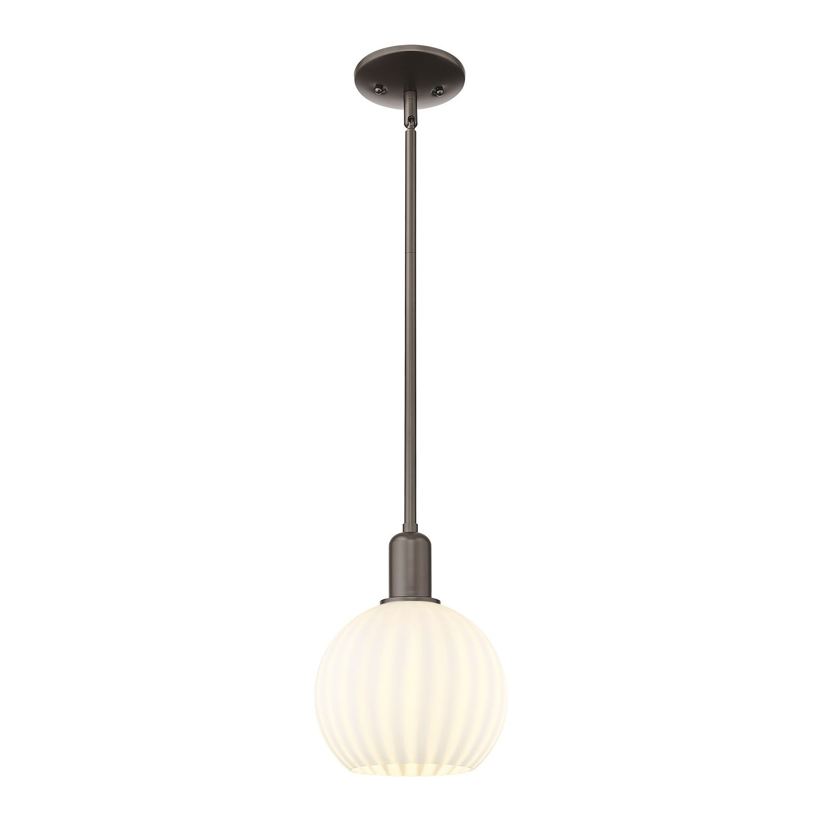 Innovations Lighting Arcadia 8in 1-Light Mini Pendant | Industrial Oil Rubbed Bronze and White Venetian Glass | Kitchen Island | Model 716-1S-OB-G1217-8WV