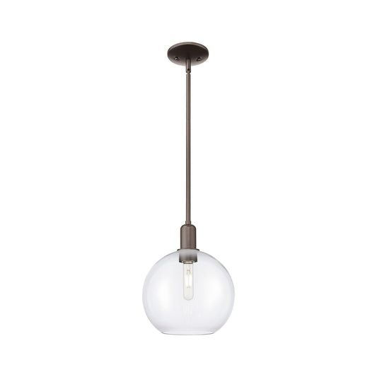 Innovations Athens 10in 1-Light Mini Pendant | Industrial Oil Rubbed Bronze Steel and Clear Glass | Kitchen Island & Dining Room | Model 716-1S-OB-G122-10