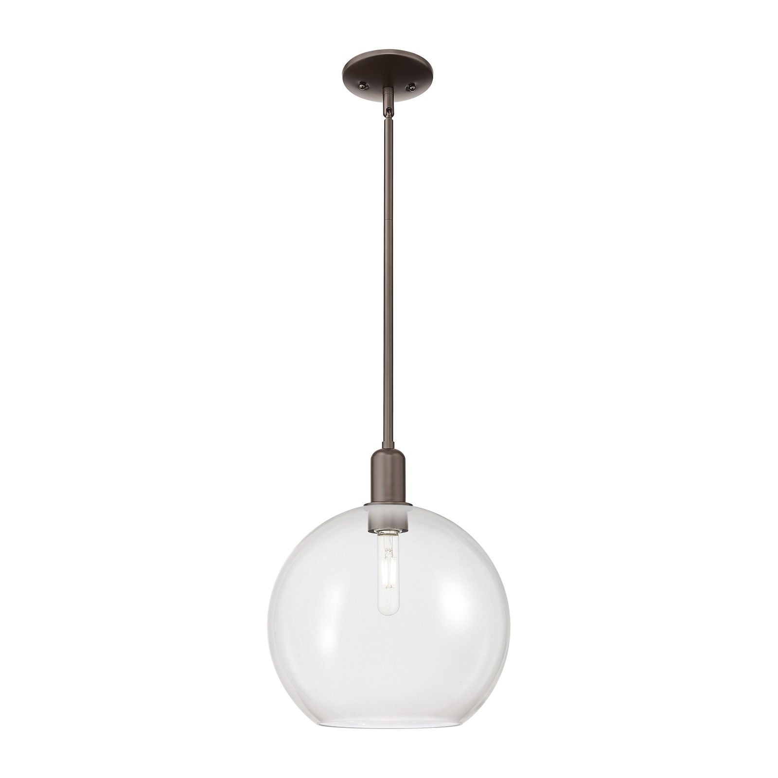 Innovations Athens 12in 1-Light Mini Pendant | Industrial Oil Rubbed Bronze Steel and Clear Glass | Kitchen Island & Dining Room | Model 716-1S-OB-G122-12
