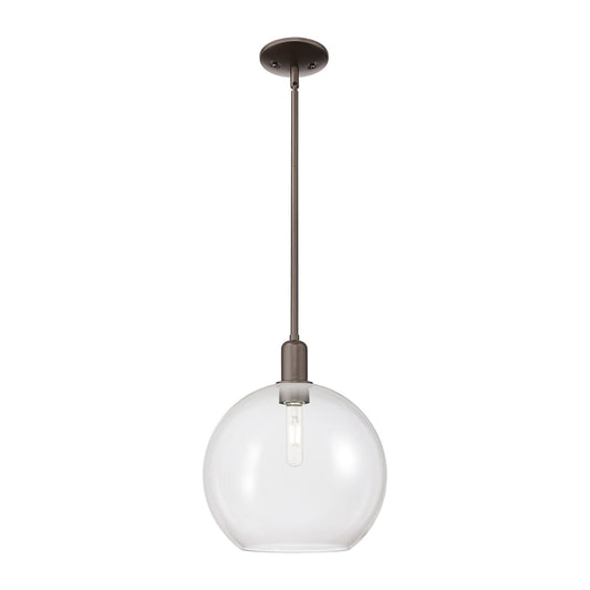 Innovations Athens 12in 1-Light Mini Pendant | Industrial Oil Rubbed Bronze Steel and Clear Glass | Kitchen Island & Dining Room | Model 716-1S-OB-G122-12