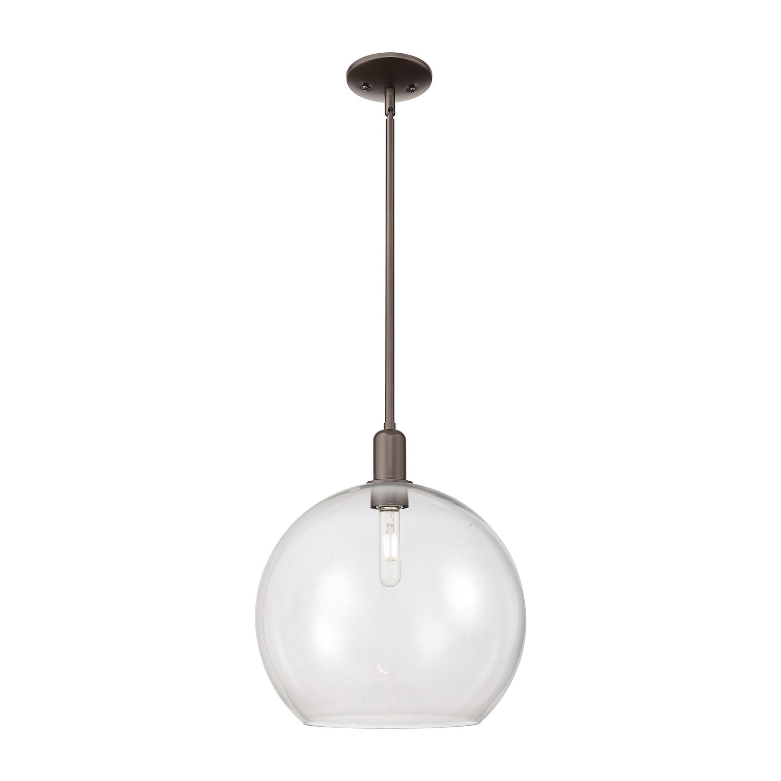 Innovations Athens 14in 1-Light Mini Pendant | Industrial Oil Rubbed Bronze Steel and Clear Glass | Kitchen Island & Dining Room | Model 716-1S-OB-G122-14