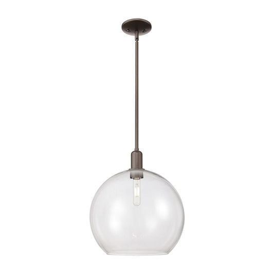 Innovations Athens 14in 1-Light Mini Pendant | Industrial Oil Rubbed Bronze Steel and Clear Glass | Kitchen Island & Dining Room | Model 716-1S-OB-G122-14