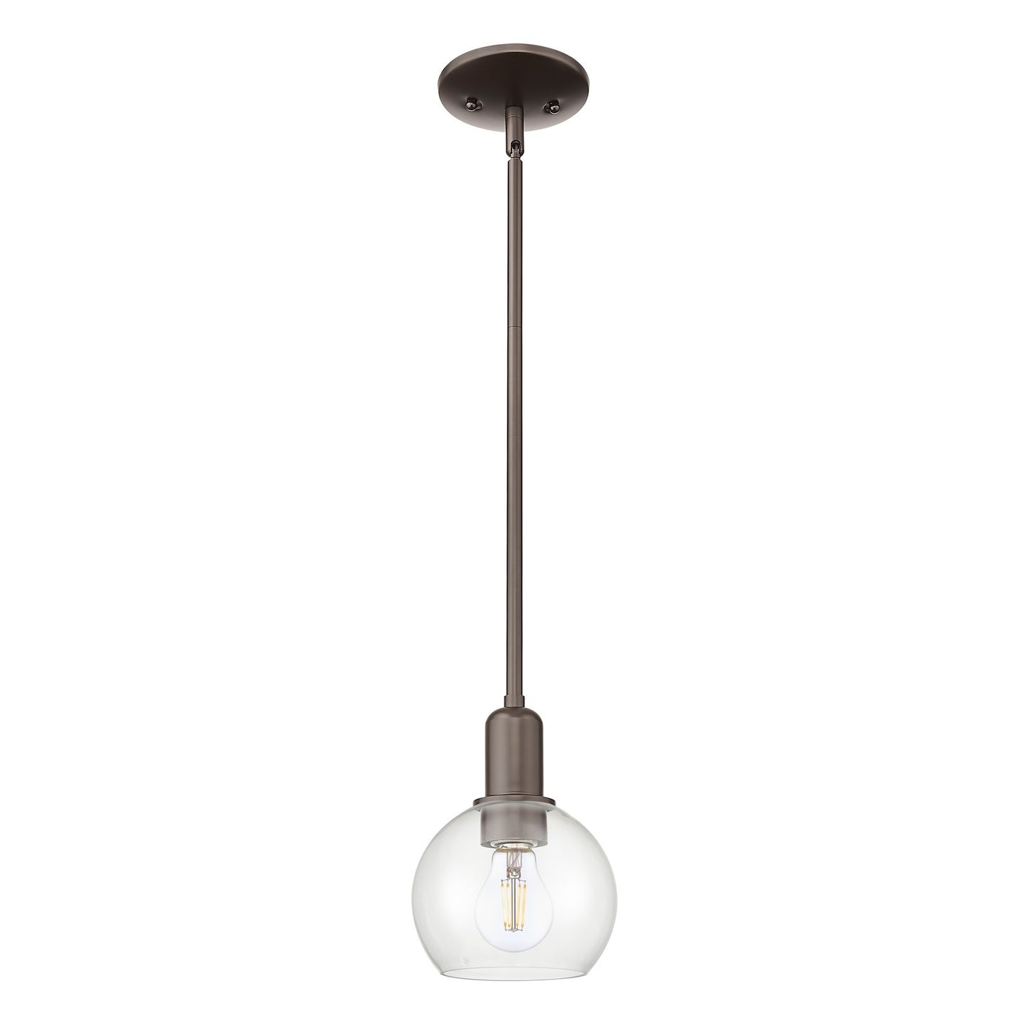 Innovations Athens 6in 1-Light Mini Pendant | Industrial Oil Rubbed Bronze Steel and Clear Glass | Kitchen Island & Dining Room | Model 716-1S-OB-G122-6